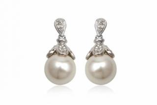    Visací náušnice perly 14mm White Swarovski