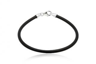 Náramek Pandora styl Black Rubber 19cm na karabinu