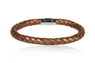 Kožený náramek 19cm, síla 6mm Copper