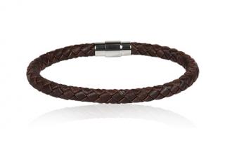 Kožený náramek 19cm, síla 6mm, hnědý