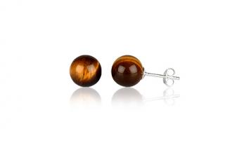   Náušnice  8mm kuličky Tiger Eye 