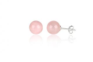 Náušnice  8mm kuličky Rose Quartz 