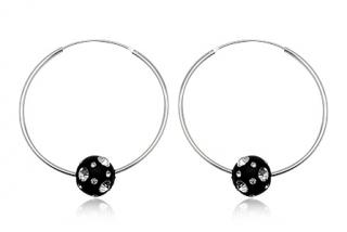 Náušnice kruhy se Swarovski Elements Jet a Clear