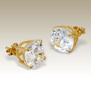 10mm zirkony Clear - náušnice pozlacené 