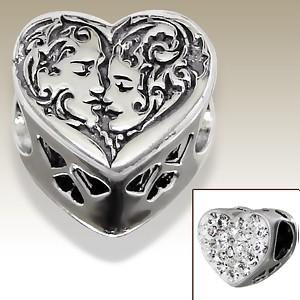 Pandora styl korálek 12x11mm srdce Swarovski Elements