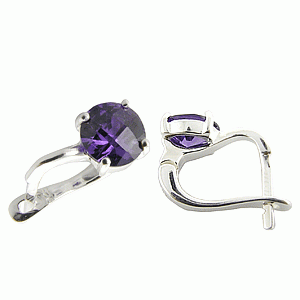 Stříbrné náušnice 7mm Amethyst