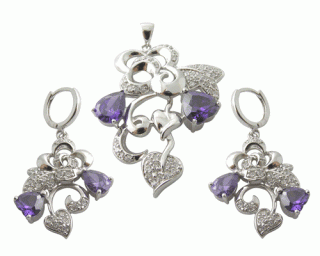 Luxusní souprava - náušnice a přívěsek Amethyst