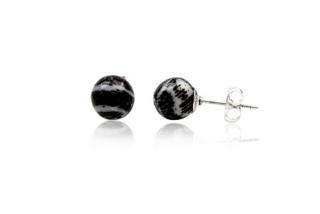 Náušnice  8mm kuličky Coral Black