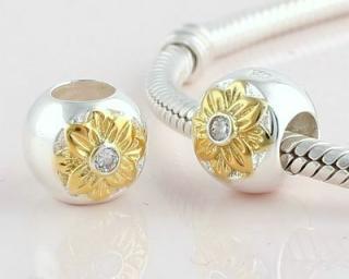Pandora styl korálek Gold Plated 11mm