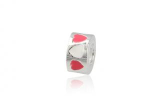 Pandora styl korálek 10x 5mm Pink a White
