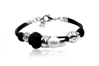 Náramek Black s perlou 