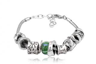 Náramek styl Pandora 17,5cm včetně korálků