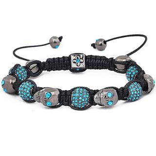   Shamballa náramek - lebky s krystaly Blue