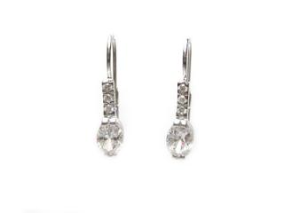 Náušnice zirkony Clear 8x5mm - stříbrné náušnice