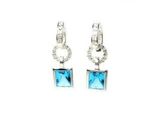 Stříbrné náušnice 9x7mm zirkony Blue 