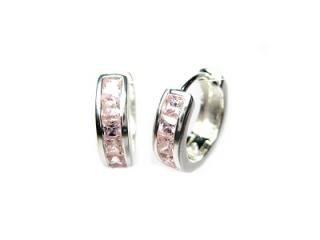    Stříbrné náušnice kruhy 16x4,5mm zirkony Rose