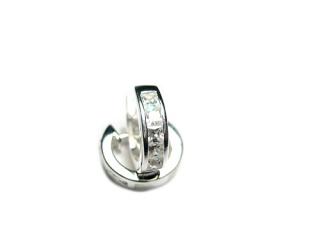   Stříbrné náušnice kruhy se zirkony Clear 14x4mm