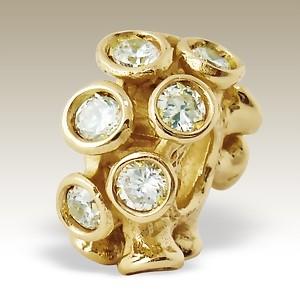 Pandora styl korálek Gold 12x6mm se zirkony 