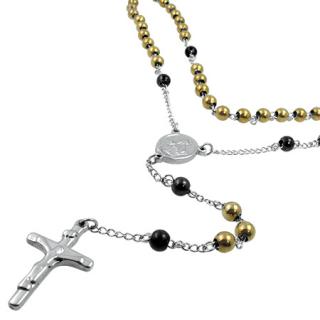 Růženec 66cm Gold. Silver a Black