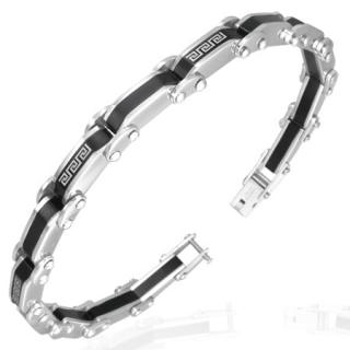 Pánský náramek z chirurgické oceli 21cm černo-stříbrný