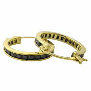  25mm náušnice kruhy, síla 3,5mm zirkony Black