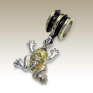 Pandora styl Gold a Black korálek žába