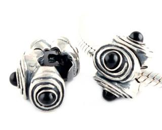 Pandora styl korálek stoper Silver a Black