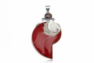    Přívěsek 66x38mm Mother Of Pearl, Garnet 