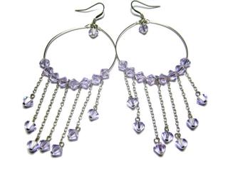 Náušnice kruhy 40mm Violet Swarovski