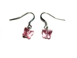 Náušnice motýlek Light Rose Swarovski