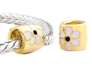Pandora styl korálek Gold a White