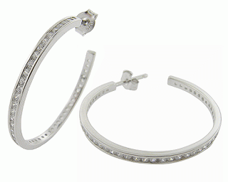 Náušnice kruhy se zirkony 25x22mm, síla 3,5mm