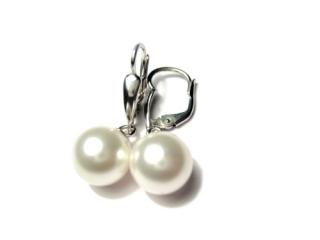      10mm perly White Swarovski - náušnice stříbrné