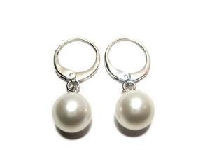   10mm perly White Swarovski - náušnice stříbrné I