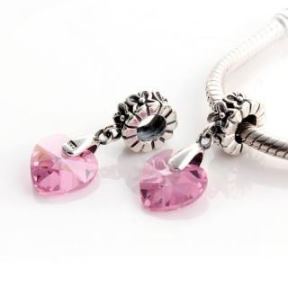 Pandora styl stříbrný korálek srdce Pink