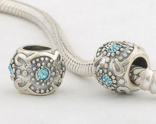  Pandora styl stříbrný korálek se zirkony Blue