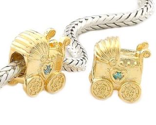 Pandora styl kočárek Gold Plated