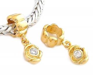 Pandora styl korálek visací Gold se zirkonem Clear