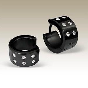  Náušnice kroužky Black 13x7mm