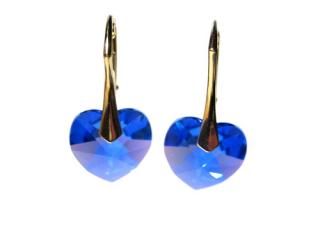 Náušnice srdíčka 14mm Blue Zirkon