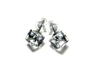   Náušnice  6mm kostky Swarovski Clear