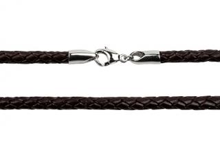 Kůže na krk hnědá, pletená 40cm, síla 5mm