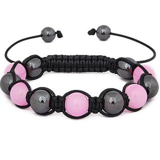  Náramek Shamballa Hematit a korálky Pink