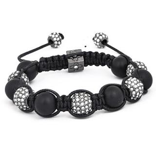 Náramek Shamballa achát se zirkony Clear