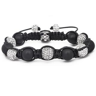 Náramek Shamballa achát a zirkony Clear