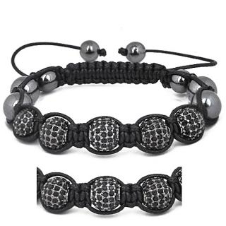 Náramek Shamballa Black zirkony a Hematit