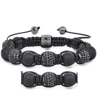 Náramek Shamballa achát se zirkony Black