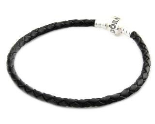 Náramek kožený styl Pandora 20cm - černá kůže