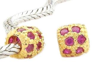 Pandora styl korálek Gold Plated se zirkony Fuchsia