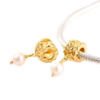 Pandora styl korálek Gold Plated s perlou